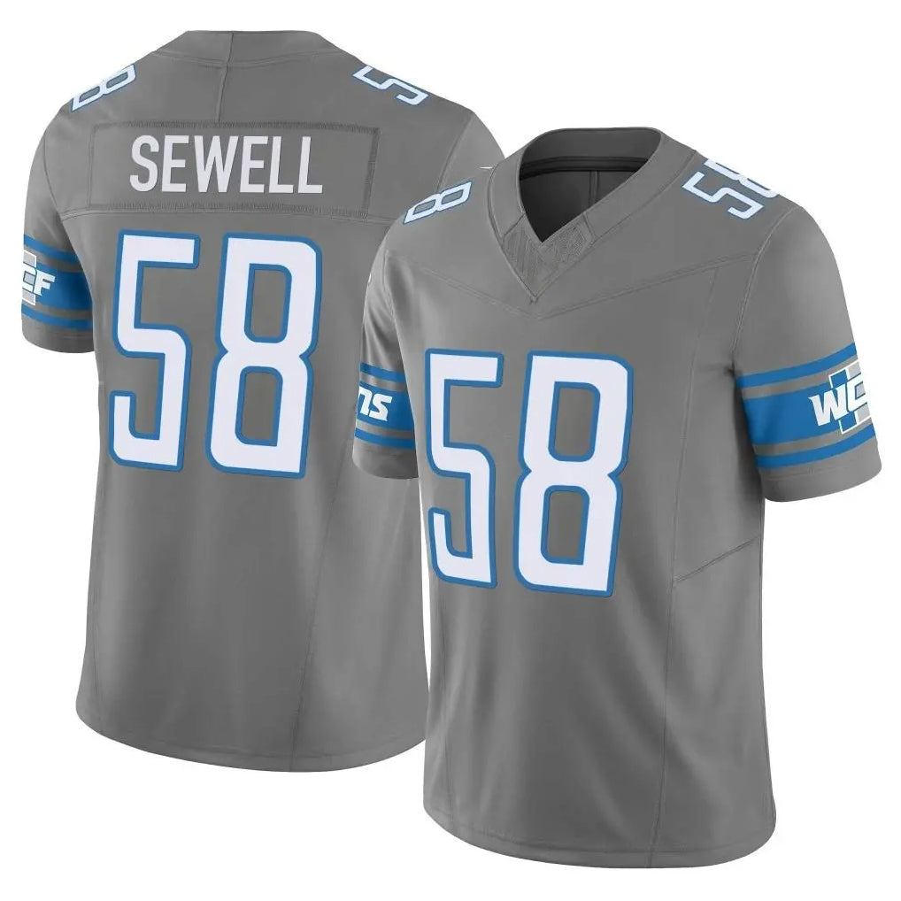 D.Lions #58 Penei Sewell Player Gray Vapor F.U.S.E. Limited Home Game Ldoa Stitched Jerseys