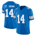 D.Lions #14 Amon-Ra St. Brown Player Blue Limited Vapor F.U.S.E. Alternate Home Game Ldoa Stitched Jerseys