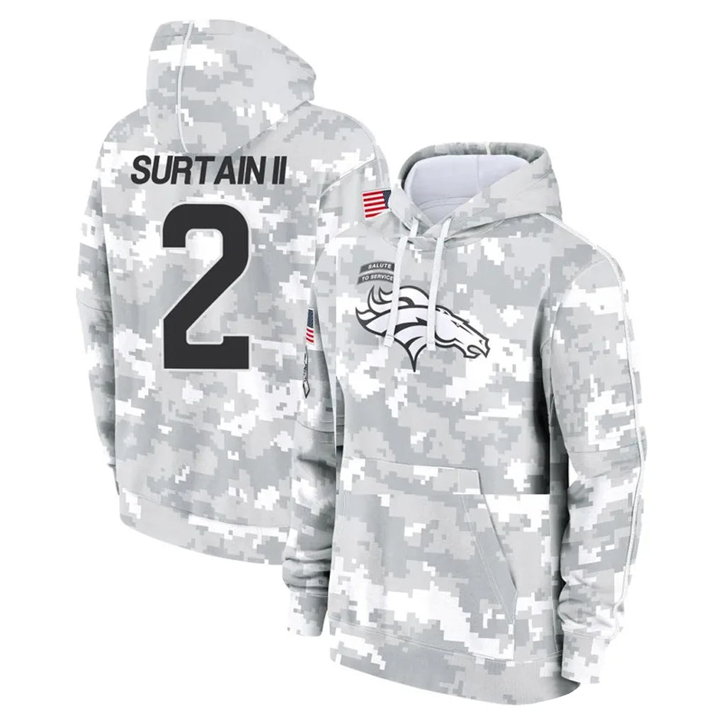 D.Broncos #2 Pat Surtain II Player Arctic Camo Salute to Service Hoodies Limited Game Ldoa Stitched Jerseys