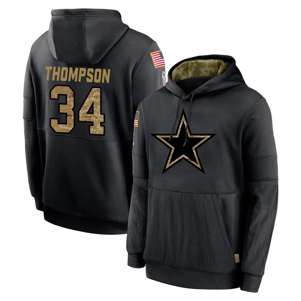 D.Cowboys #34 Jalen Thompson Player Black Salute to Service Pullover Hoodies Limited Ldoa Stitched Jerseys