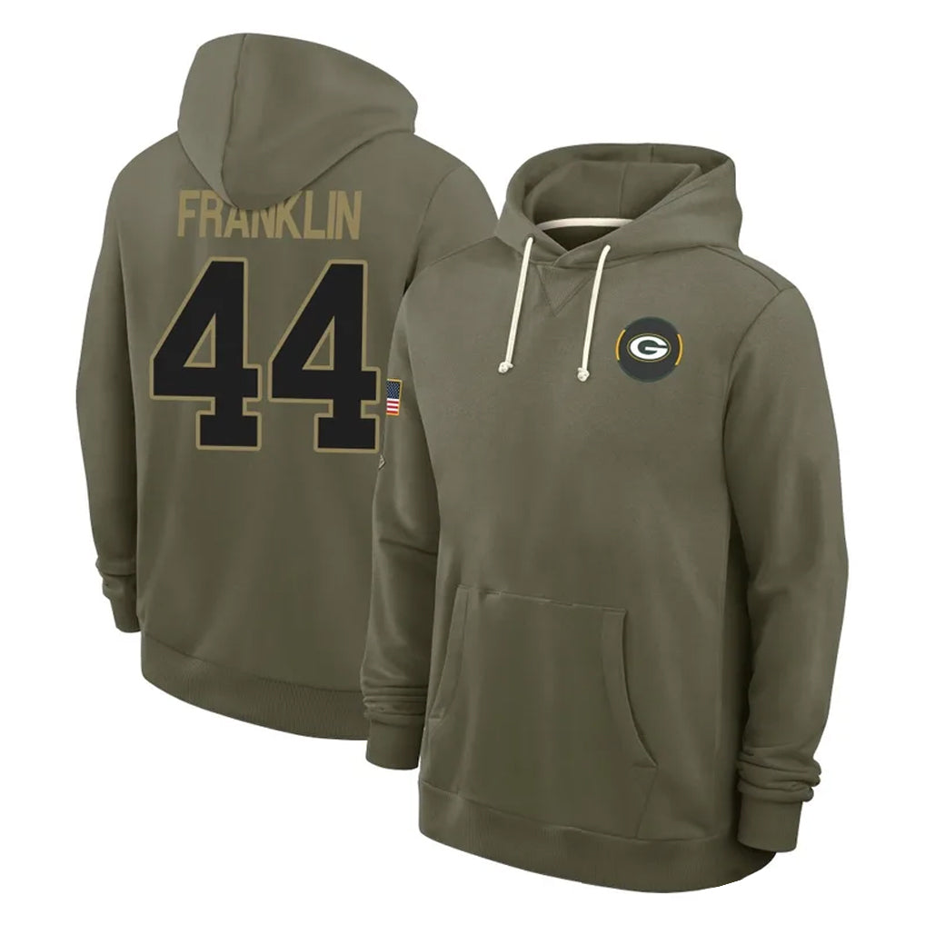 GB.Packers #44 Zaire Franklin Player Olive Salute to Service Pullover Hoodies Limited Ldoa Stitched Jerseys
