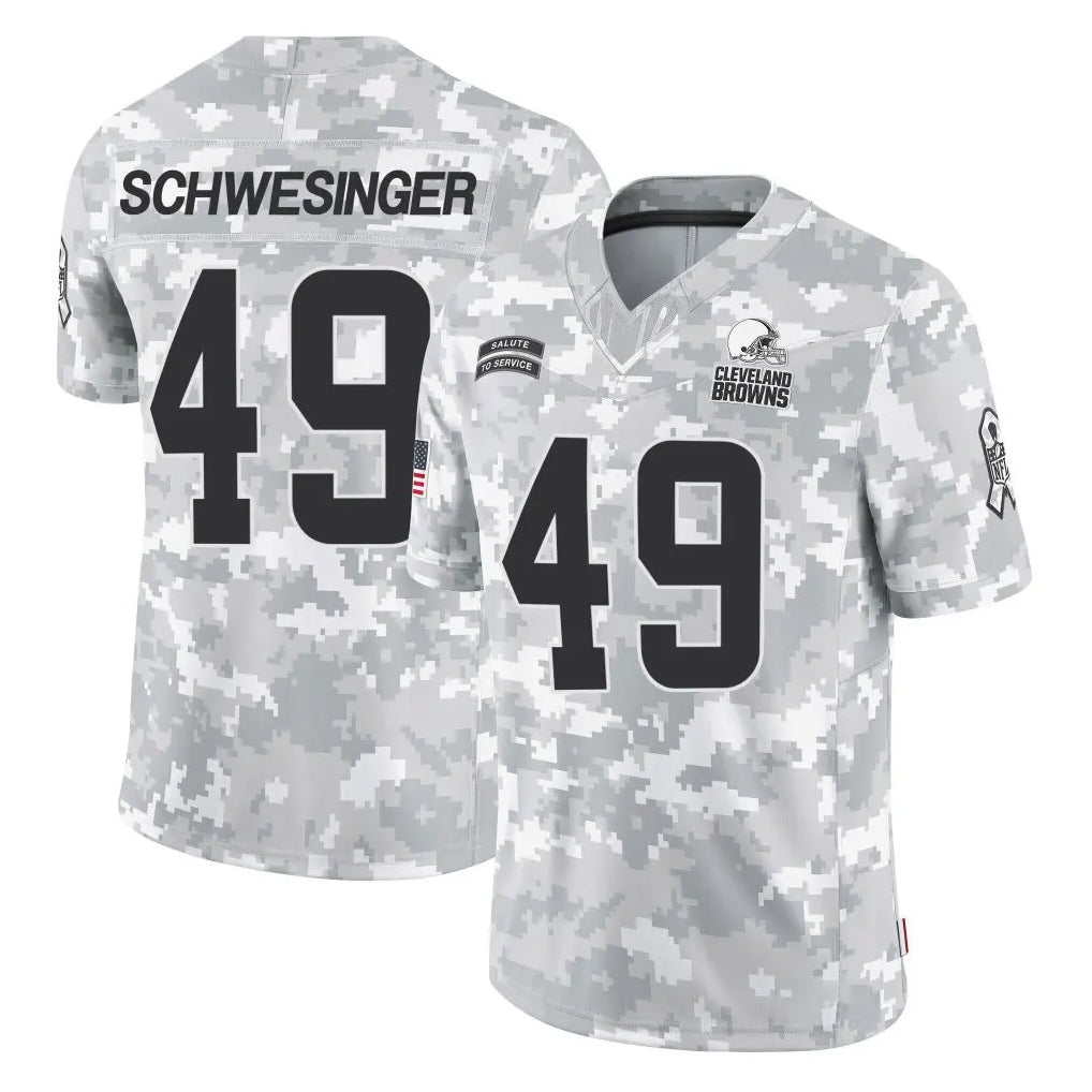 C.Browns #49 Carson Schwesinger Player Arctic Camo Salute to Service Limited Home Game Ldoa Stitched Jerseys