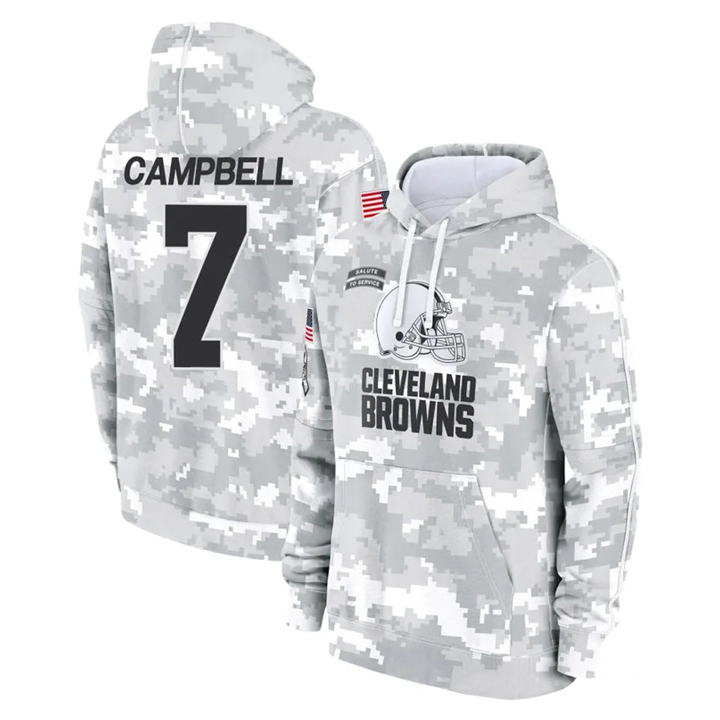 C.Browns #7 Tyson Campbell Player Arctic Camo Salute to Service Hoodies Limited Game Ldoa Stitched Jerseys