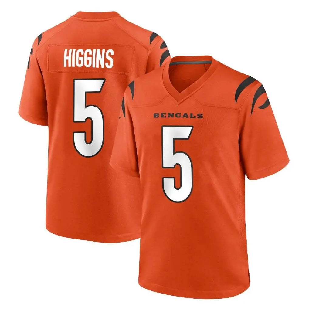 C.Bengals #5 Tee Higgins Player Orange Home Game Ldoa Stitched Jerseys