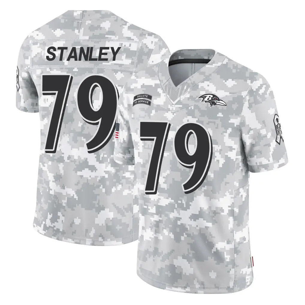 B.Ravens #79 Ronnie Stanley Player Arctic Camo Salute to Service Limited Ldoa Stitched Jerseys