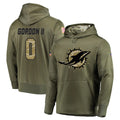M.Dolphins #0 Ollie Gordon II Player Olive Salute to Service Pullover Hoodies Home Game Ldoa Stitched Jerseys