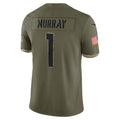 A.Cardinals #1 Kyler Murray Player Olive Salute To Service Limited Home Game Ldoa Stitched Jerseys