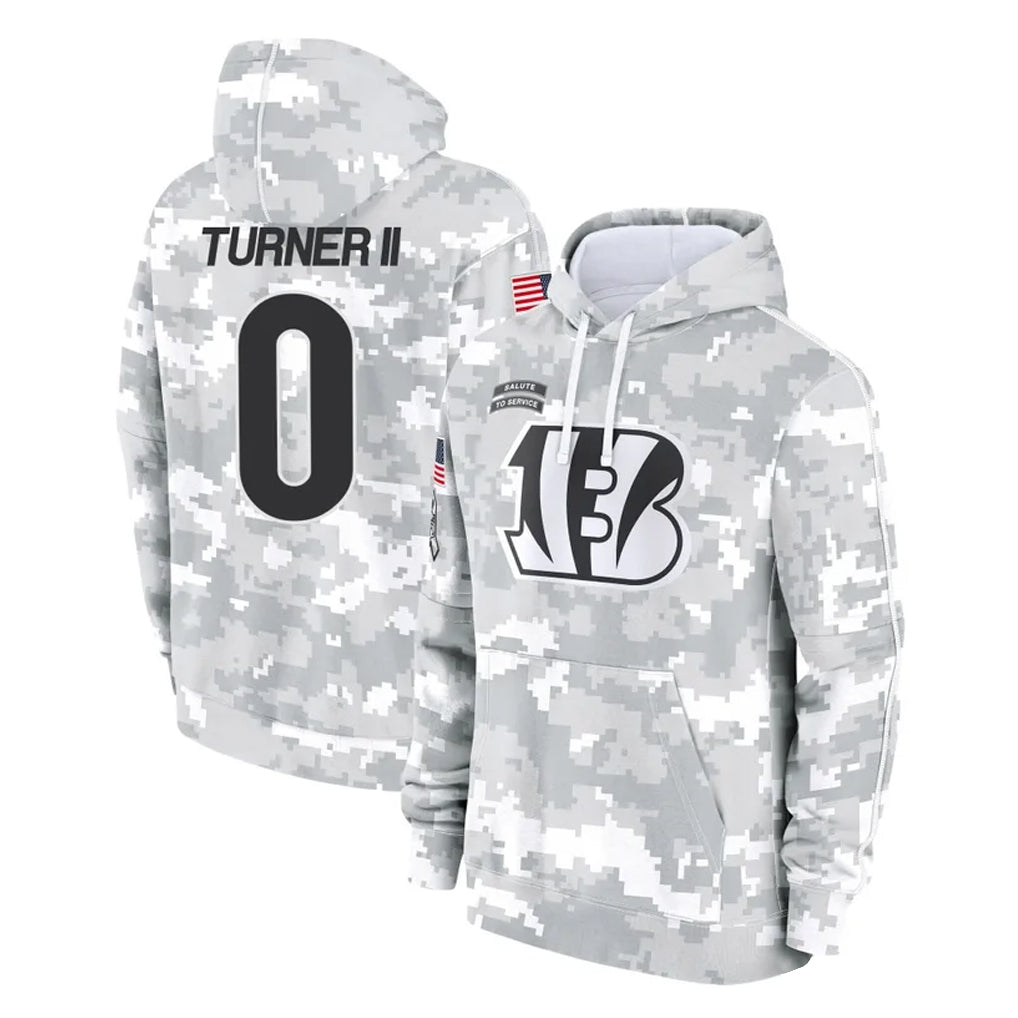 C.Bengals #0 DJ Turner II Player Arctic Camo Salute to Service Pullover Hoodie Limited Ldoa Stitched Jerseys
