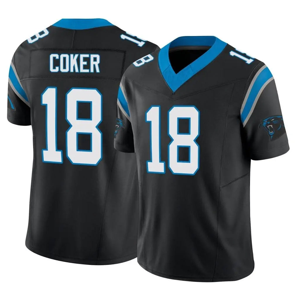 C.Panthers #18 Jalen Coker Player Black Vapor F.U.S.E. Limited Home Game Ldoa Stitched Jerseys