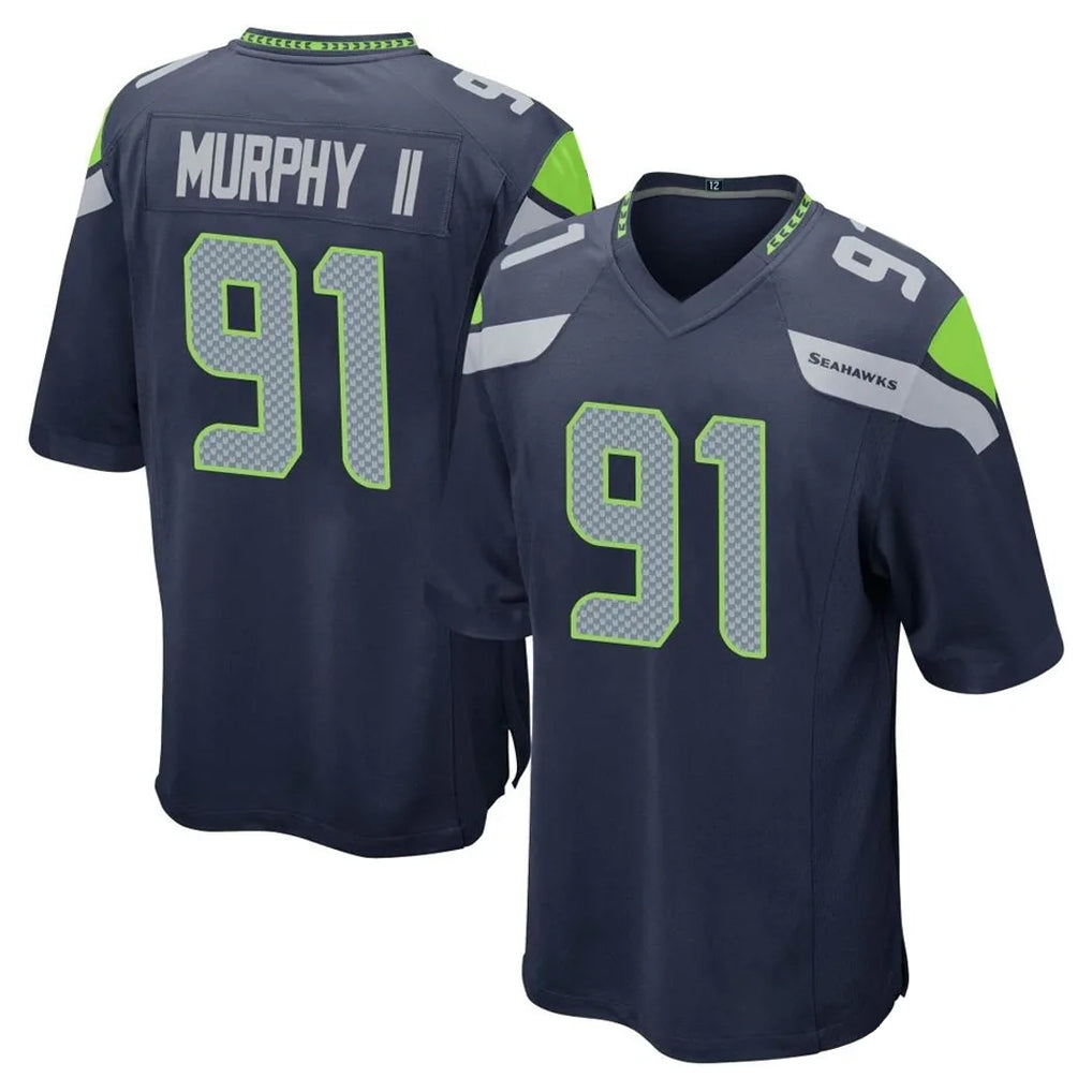 S.Seahawks #91 Byron Murphy II Player Navy Home Game Ldoa Stitched Jerseys