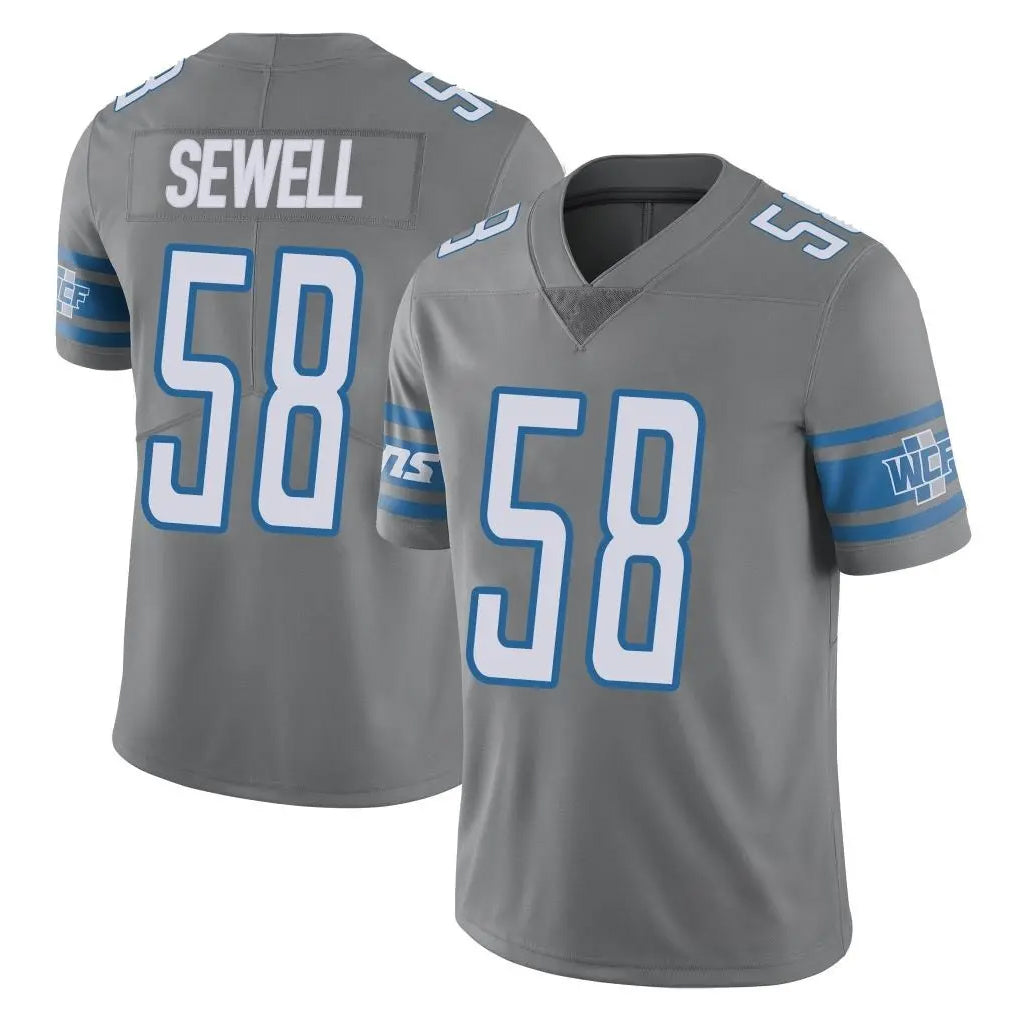D.Lions #58 Penei Sewell Player Gray Vapor Untouchable Limited Home Game Ldoa Stitched Jerseys