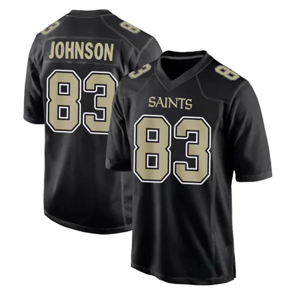 NO.Saints #83 Juwan Johnson Player Black Carbon Fashion Home Game Ldoa Stitched Jerseys