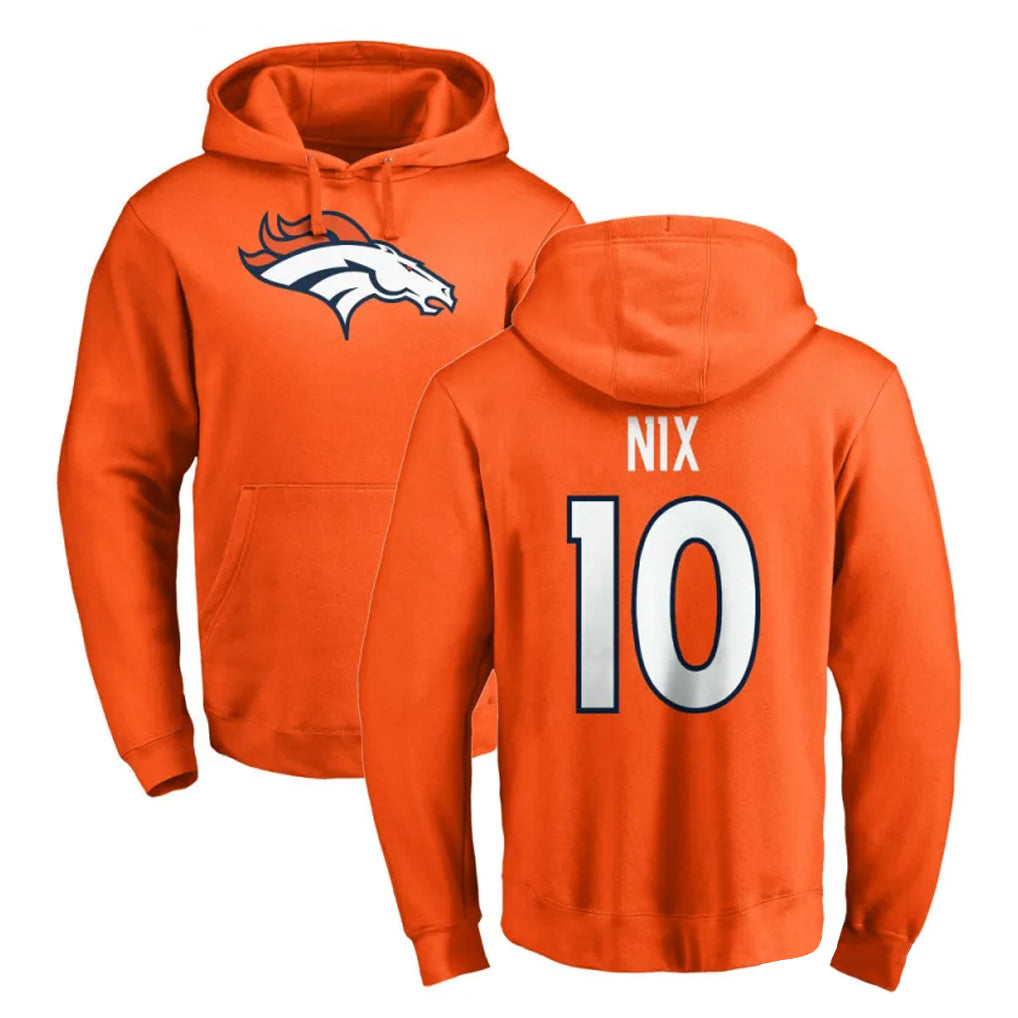 D.Broncos #10 Bo Nix Player Orange Pullover Hoodie Limited Ldoa Stitched Jerseys