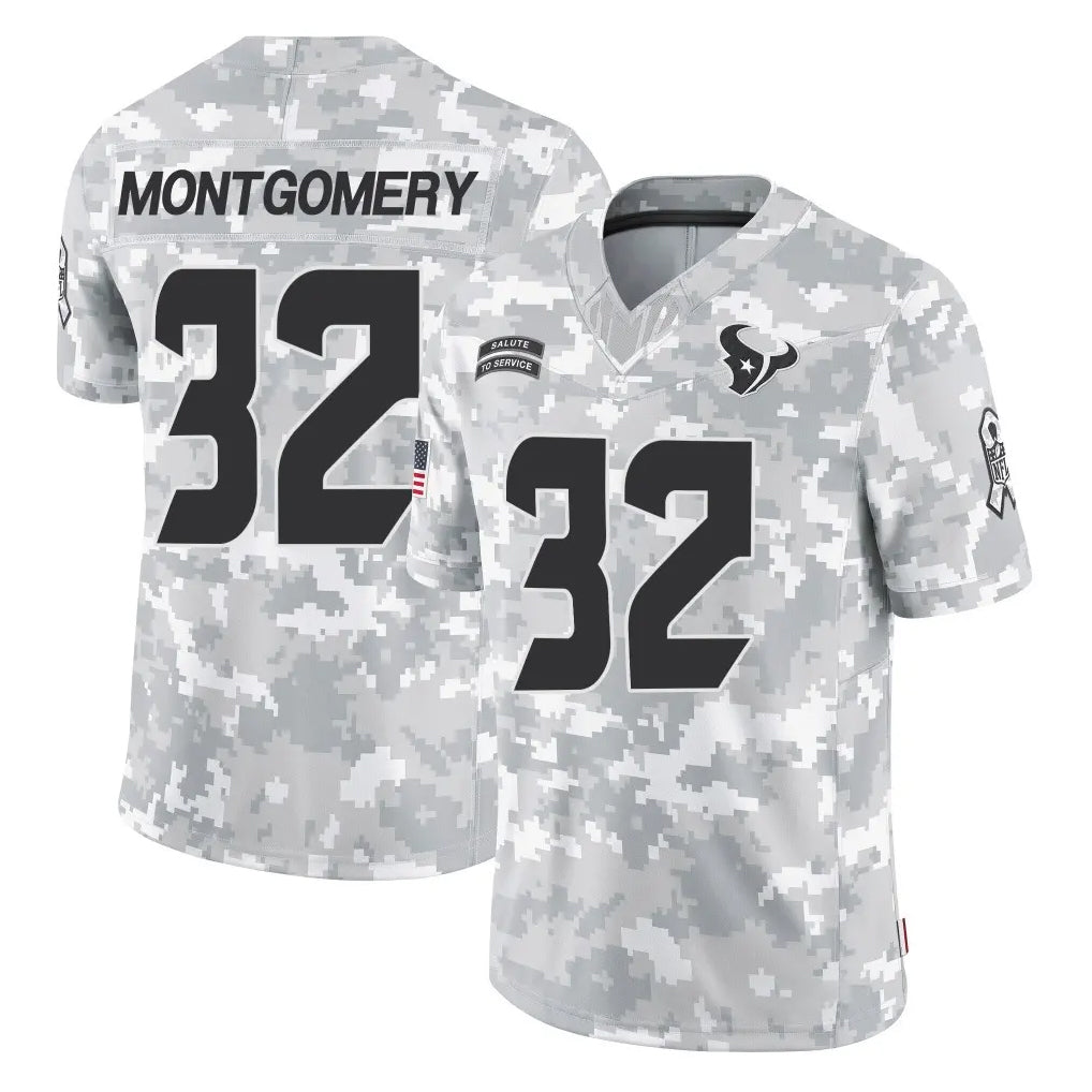 H.Texans #32 David Montgomery Player Arctic Camo Salute To Service Limited Game Ldoa Stitched Jerseys