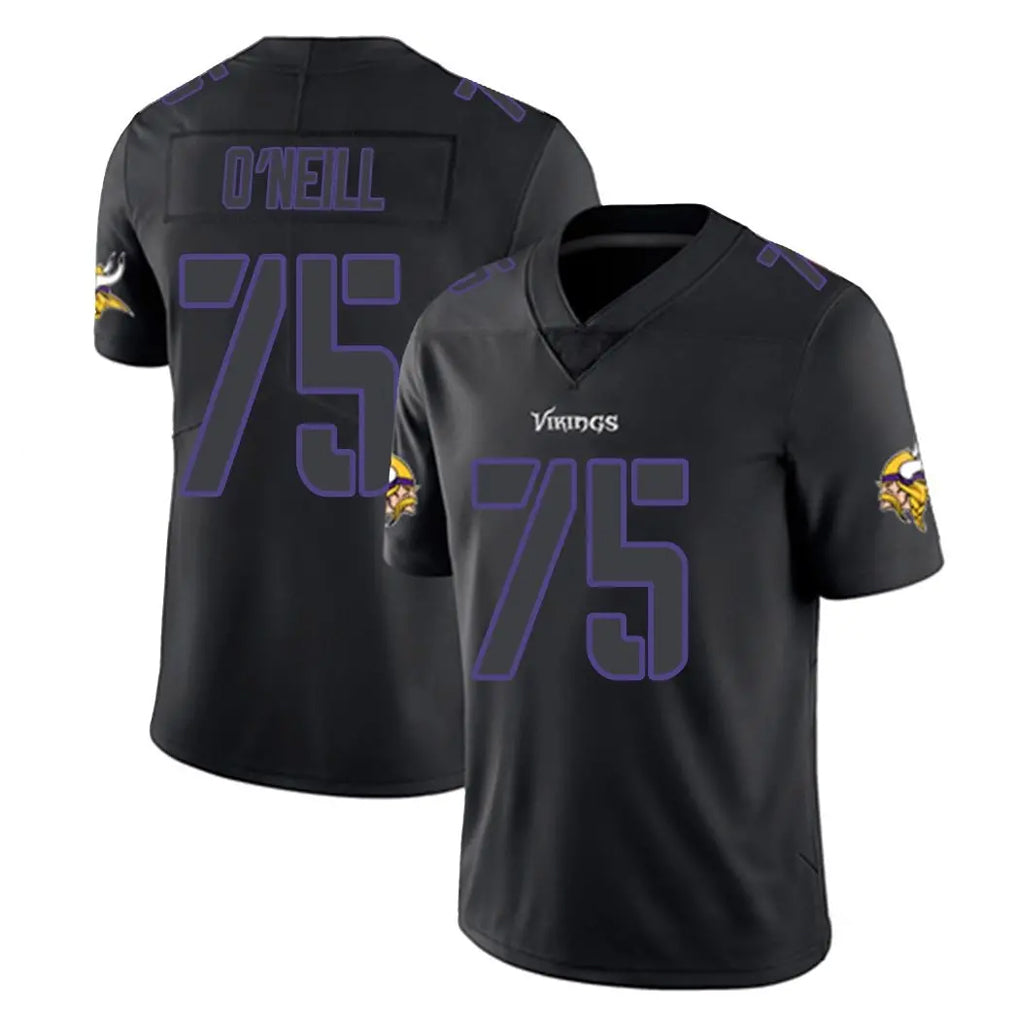 M.Vikings #75 Brian O'Neill Player Black Impact LImited Home Game Ldoa Stitched Jerseys