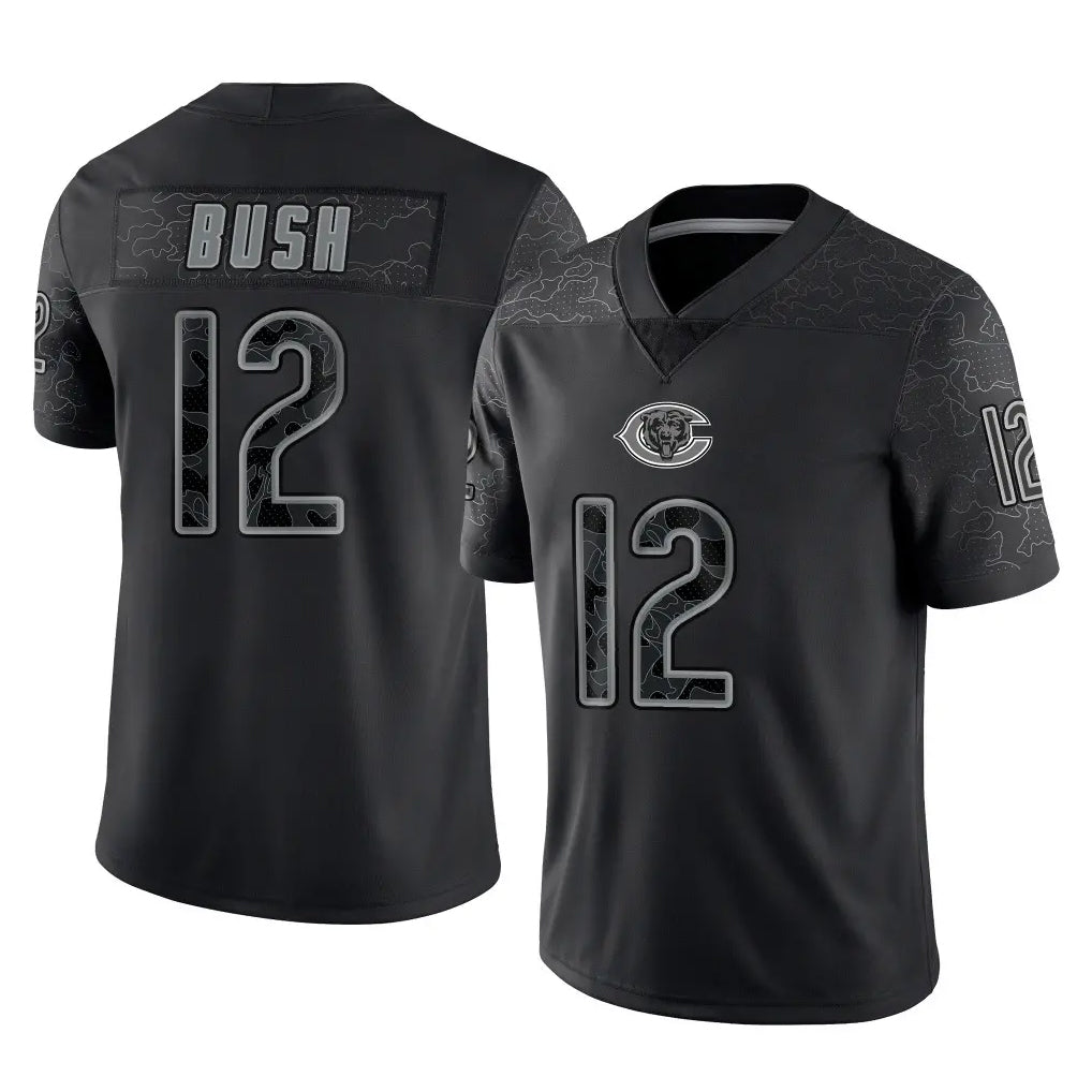 C.Bears #12 Devin Bush Player Black REFLECTIVE Limited Game Ldoa Stitched Jerseys