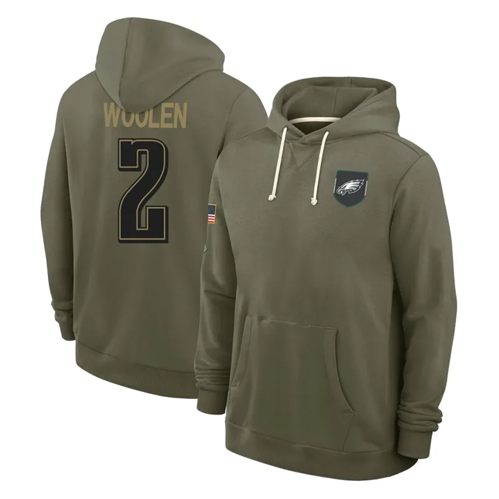 P.Eagles #2 Riq Woolen Player Olive Salute to Service Pullover Hoodies Limited Ldoa Stitched Jerseys