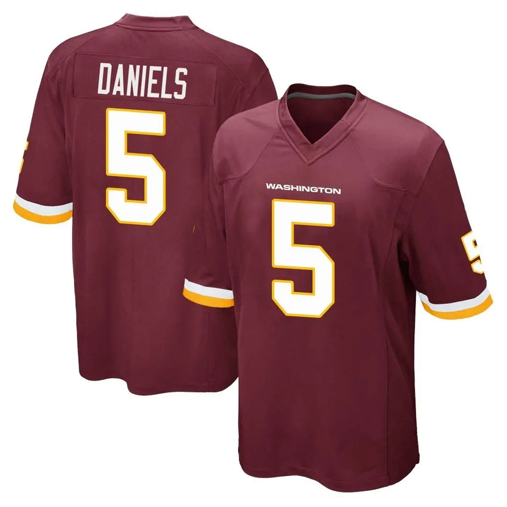 W.Commanders #5 Jayden Daniels Player Burgundy Team Color Home Game Ldoa Stitched Jerseys