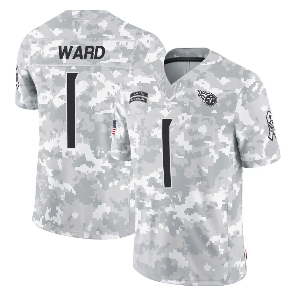 T.Titans #1 Cam Ward Player Arctic Camo Limited Salute to Service Home Game Ldoa Stitched Jerseys