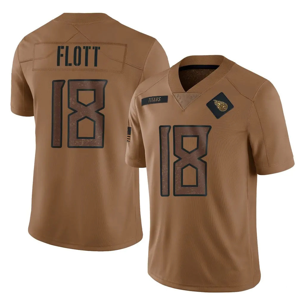 T.Titans #18 Cor'Dale Flott Player Brown Limited Salute to Service Home Game Ldoa Stitched Jerseys