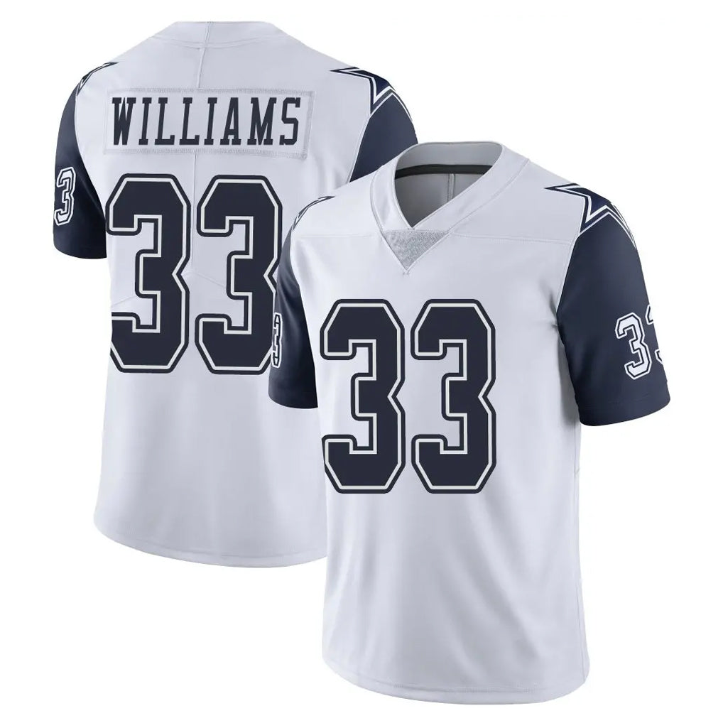 D.Cowboys #33 Javonte Williams Player White-Navy Limited Color Rush Vapor Untouchable Home Game Ldoa Stitched Jerseys