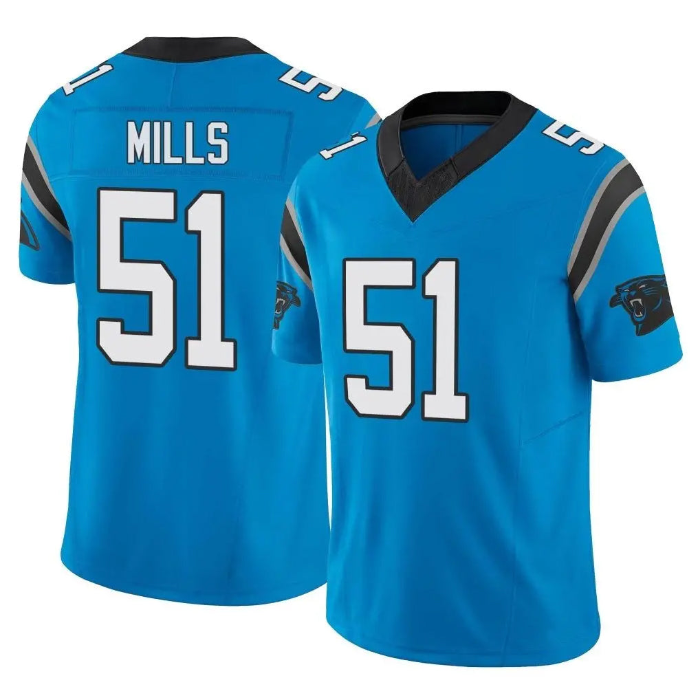 C.Panthers #51 Sam Mills Player Blue Vapor F.U.S.E. Limited Home Game Ldoa Stitched Jerseys