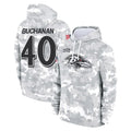 B.Ravens #40 Teddye Buchanan Player Arctic Camo Salute to Service Pullover Hoodie Ldoa Stitched Jerseys