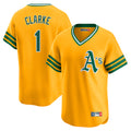 Athletics #1 Denzel Clarke Player Gold Cooperstown Collection T-shirt Game Ldoa Stitched Jerseys