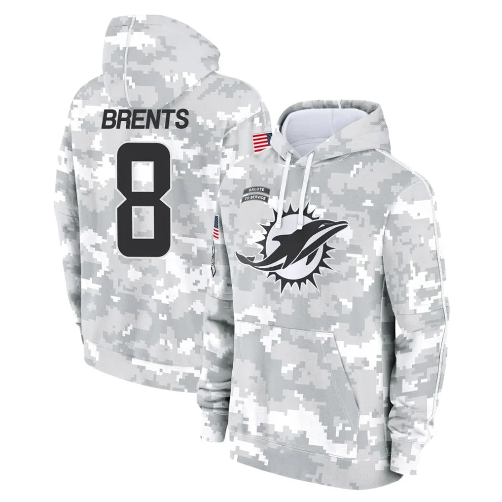 M.Dolphins #8 JuJu Brents Player Arctic Camo Salute to Service Hoodies Limited Game Ldoa Stitched Jerseys