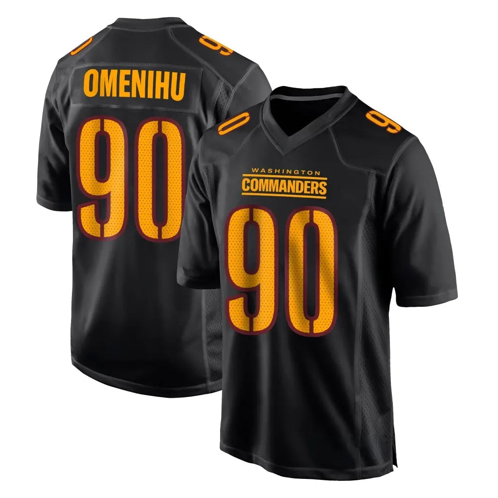 W.Commanders #90 Charles Omenihu Player Black Carbon Fashion Home Game Ldoa Stitched Jerseys