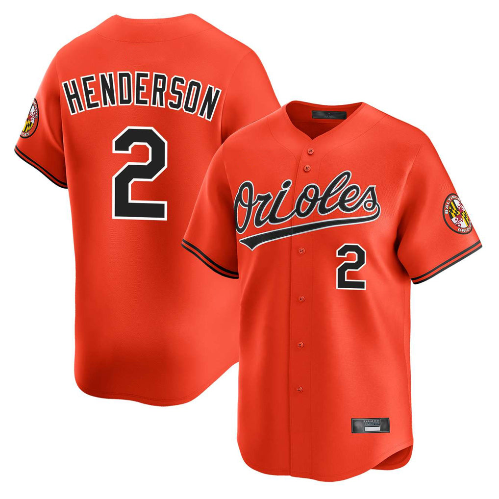 B.Orioles #2 Gunnar Henderson Player Orange Limited Home Game Ldoa Stitched Jerseys