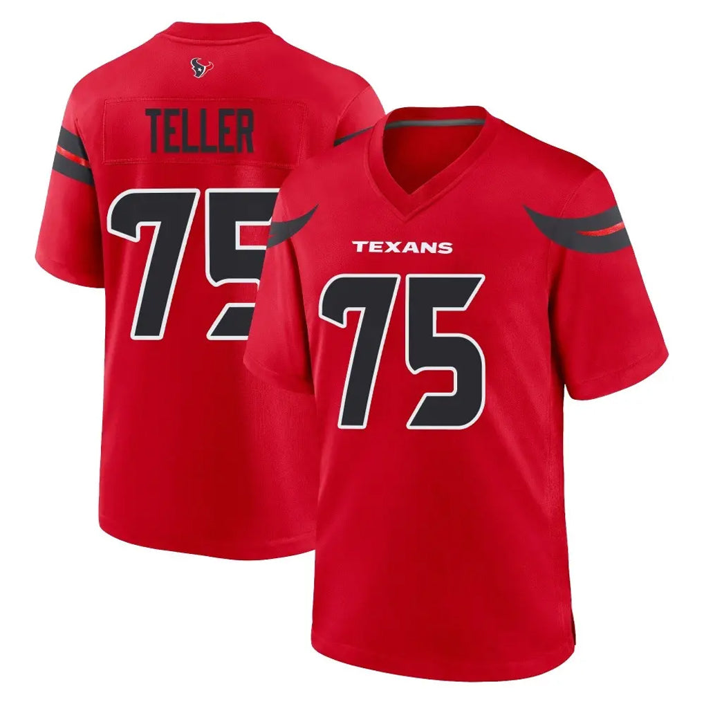 H.Texans #75 Wyatt Teller Player Red Alternate Home Game Ldoa Stitched Jerseys