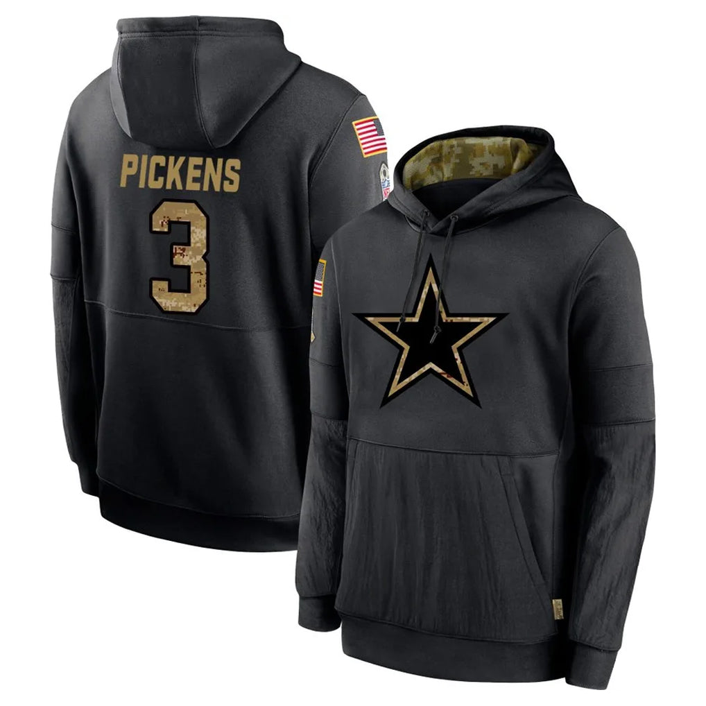 D.Cowboys #3 George Pickens Player Black Salute to Service Pullover Hoodies Limited Ldoa Stitched Jerseys