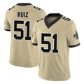 NO.Saints #51 Cesar Ruiz Player Gold Limited Vapor F.U.S.E. Home Game Ldoa Stitched Jerseys