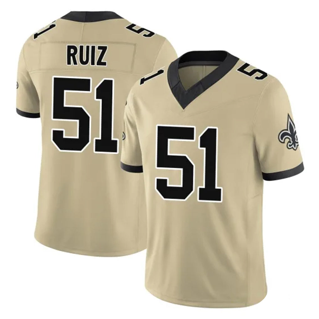 NO.Saints #51 Cesar Ruiz Player Gold Limited Vapor F.U.S.E. Home Game Ldoa Stitched Jerseys