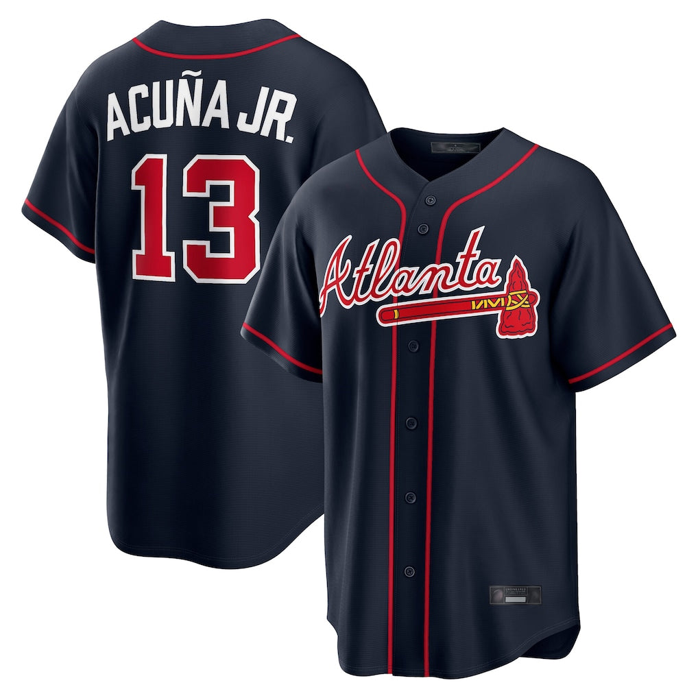 A.Braves #13 Ronald Acuna Jr Player Navy Home Game Ldoa Stitched Jerseys