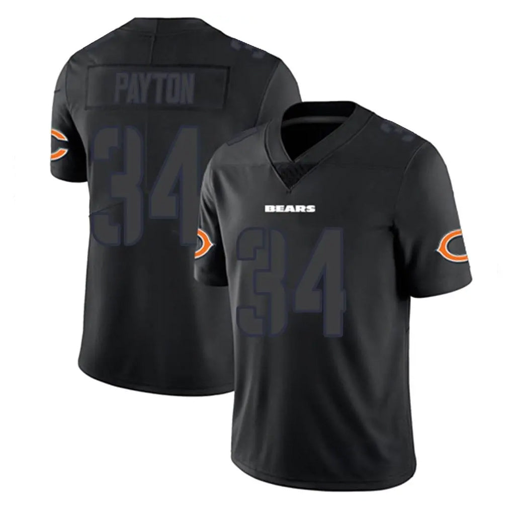 C.Bears #34 Walter Payton Player Black Impact Limited Game Ldoa Stitched Jerseys