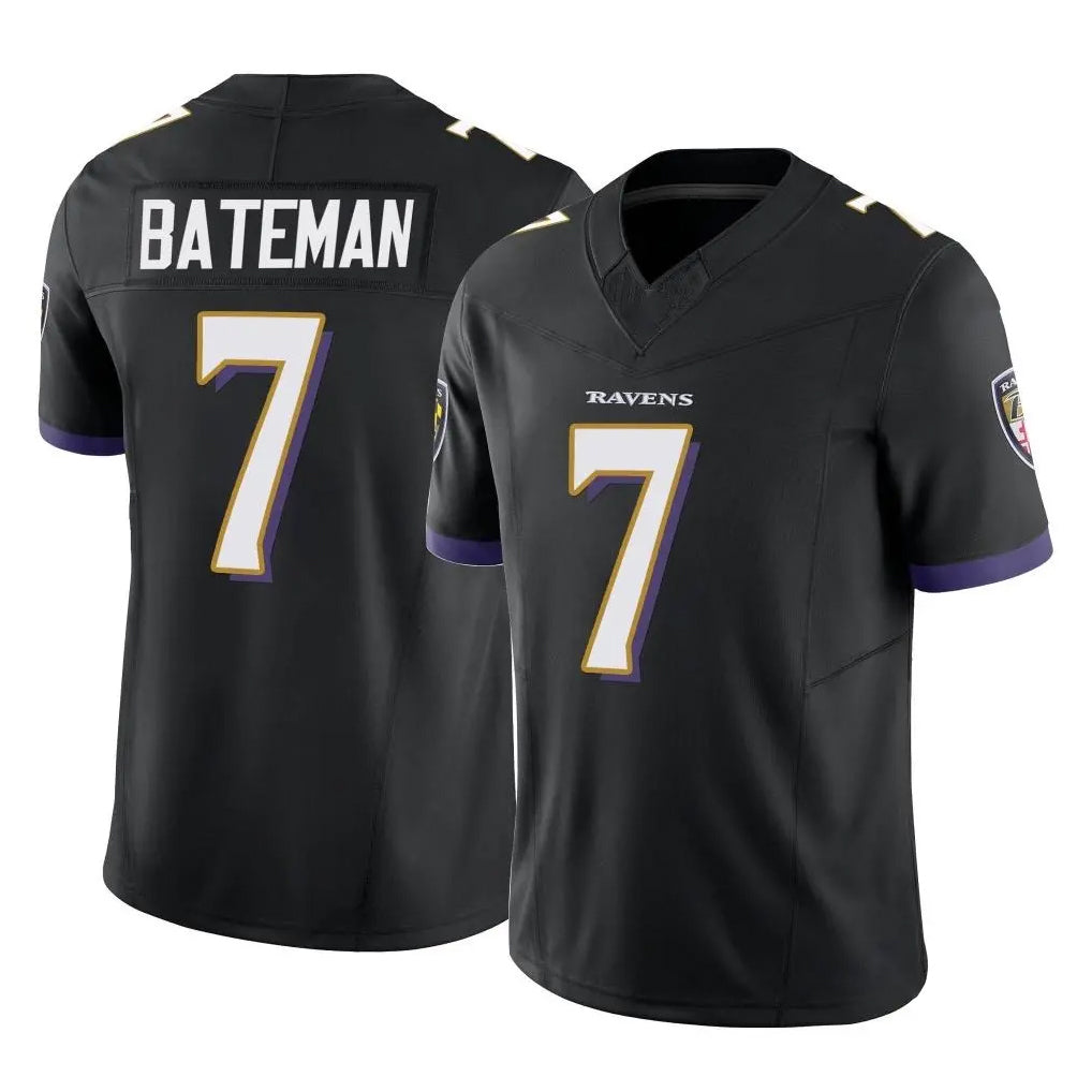 B.Ravens #7 Rashod Bateman Player Black Vapor F.U.S.E. Limited Ldoa Stitched Jerseys