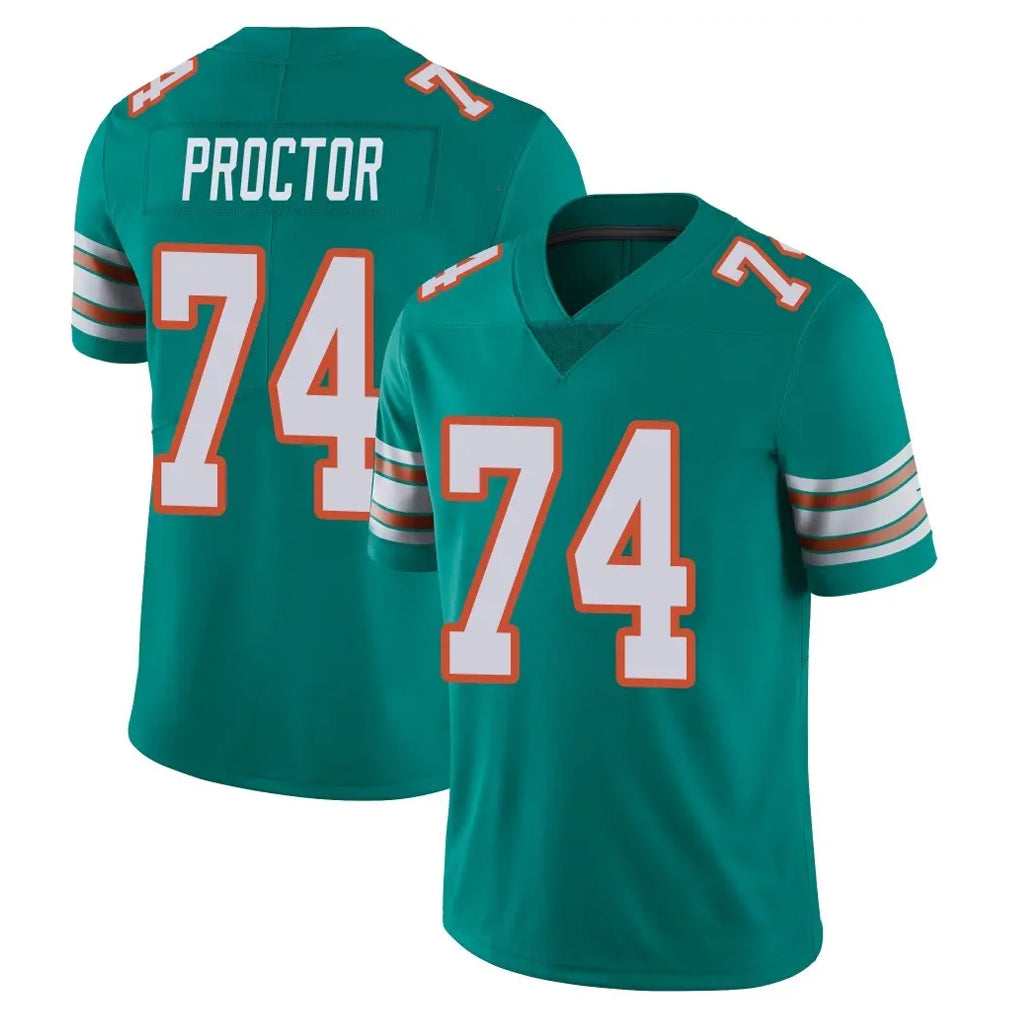 M.Dolphins #74 Kadyn Proctor Player Aqua Limited Alternate Vapor Untouchable Home Game Ldoa Stitched Jerseys