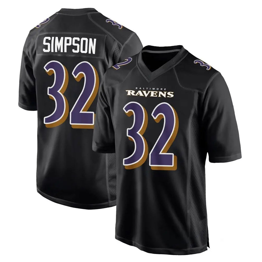 B.Ravens #32 Trenton Simpson Player Black Carbon Fashion Home Game Ldoa Stitched Jerseys