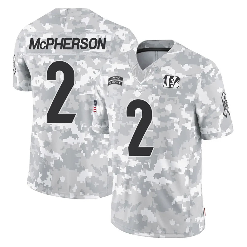 C.Bengals #2 Evan McPherson Player Arctic Camo Salute to Service Limited Ldoa Stitched Jerseys