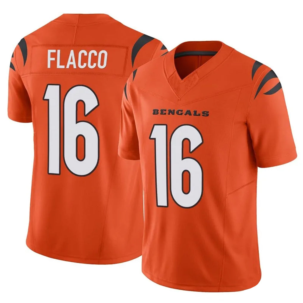 C.Bengals #16 Joe Flacco Player Orange Vapor F.U.S.E. Limited Home Game Ldoa Stitched Jerseys