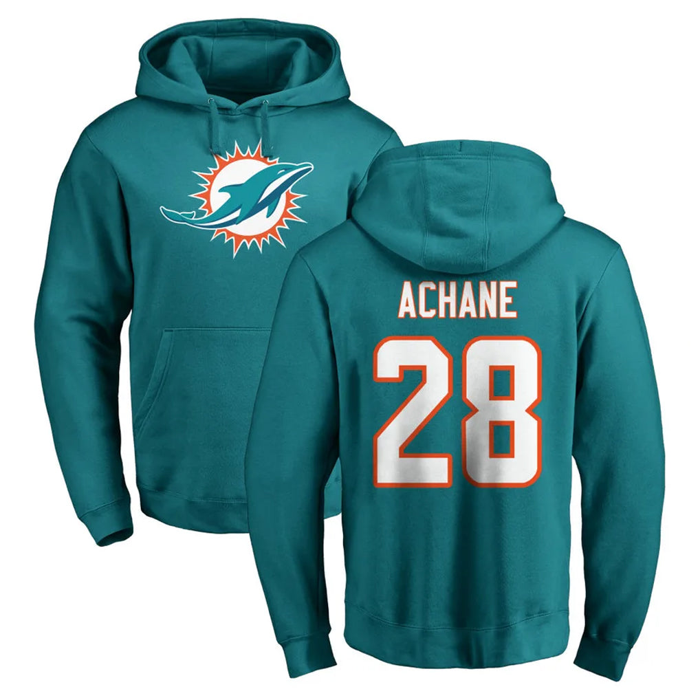 M.Dolphins #28 De'Von Achane Player Aqua LOGO Pullover Hoodies Limited Ldoa Stitched Jerseys