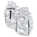LA.Chargers #1 Quentin Johnston Player Arctic Camo Salute to Service Hoodies Limited Game Ldoa Stitched Jerseys