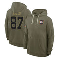 KC.Chiefs #87 Travis Kelce Player Olive Salute to Service Pullover Hoodies Limited Ldoa Stitched Jerseys