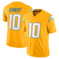 LA.Chargers #10 Justin Herbert Player Gold Limited Vapor F.U.S.E. Home Game Ldoa Stitched Jerseys