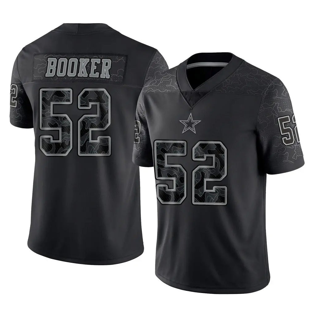 D.Cowboys #52 Tyler Booker Player Black Limited Reflective Home Game Ldoa Stitched Jerseys