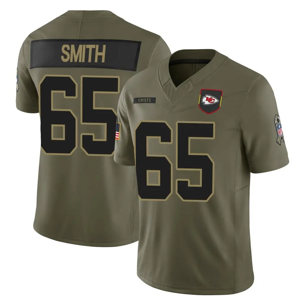 KC.Chiefs #65 Trey Smith Player Olive 2025 Salute To Service Limited Game Ldoa Stitched Jerseys
