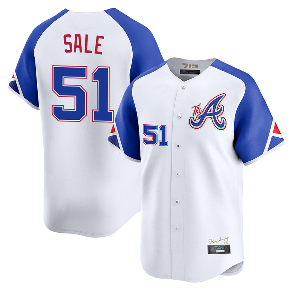 A.Braves #51 Chris Sale Player White City Connect Limited Home Game Ldoa Stitched Jerseys