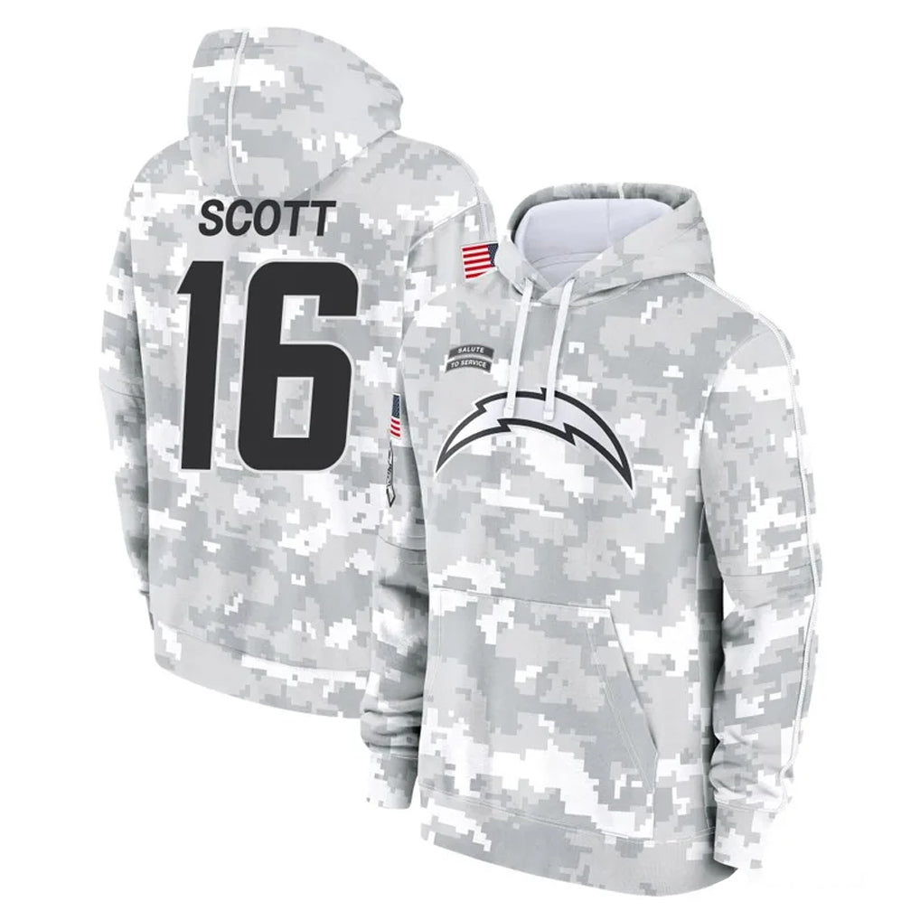 LA.Chargers #16 J.K. Scott Player Arctic Camo Salute to Service Hoodies Limited Game Ldoa Stitched Jerseys